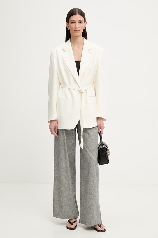 Sessun spodnie garniturowe damskie lniane 26207030 czarny SS26