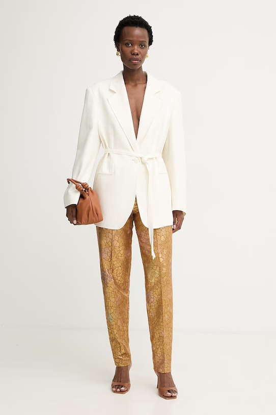 Forte Forte spodnie damskie z wiskozą 14801.my.pants złoty SS26