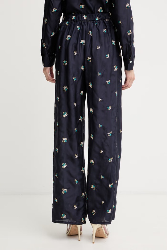 Oblačila Forte Forte hlače ženske svilene 14869.my.pants mornarsko modra