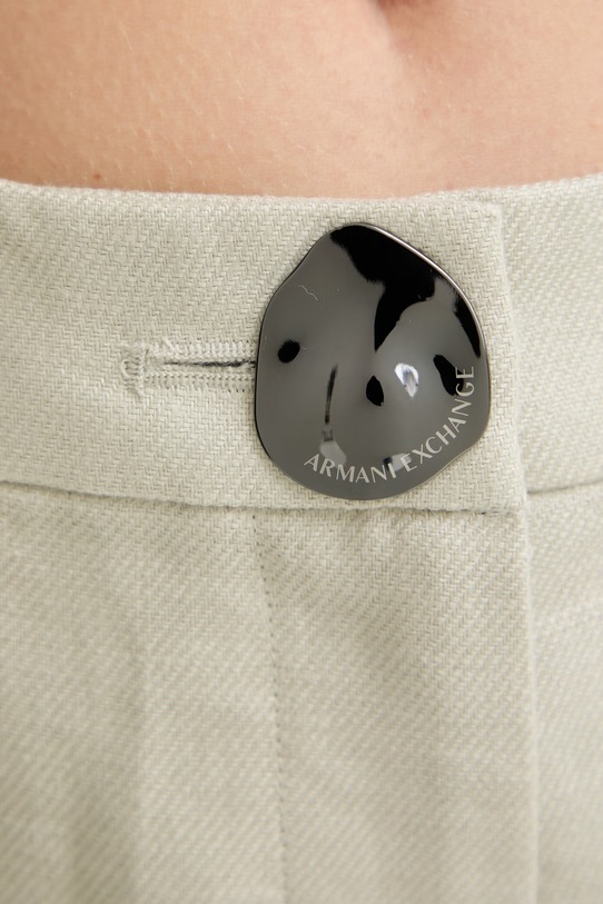Armani Exchange spodnie damskie lniane beżowy XW001982.AF21530
