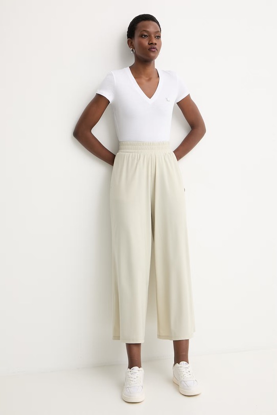 Armani Exchange spodnie culottes damskie z wiskozą XW002051.AF21296 zielony SS26