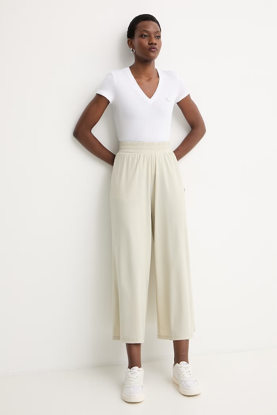 Armani Exchange spodnie culottes damskie z wiskozą XW002051.AF21296 zielony SS26