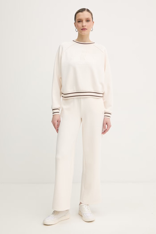 Armani Exchange spodnie dresowe damskie z wiskozą XW002073.AF10804 beżowy SS26