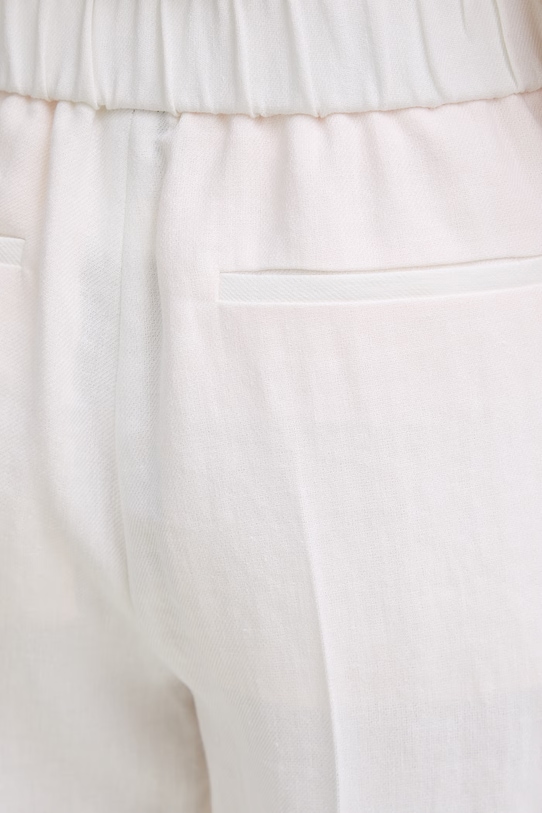 BOSS szorty damskie z lnem Tianala beżowy 50557429