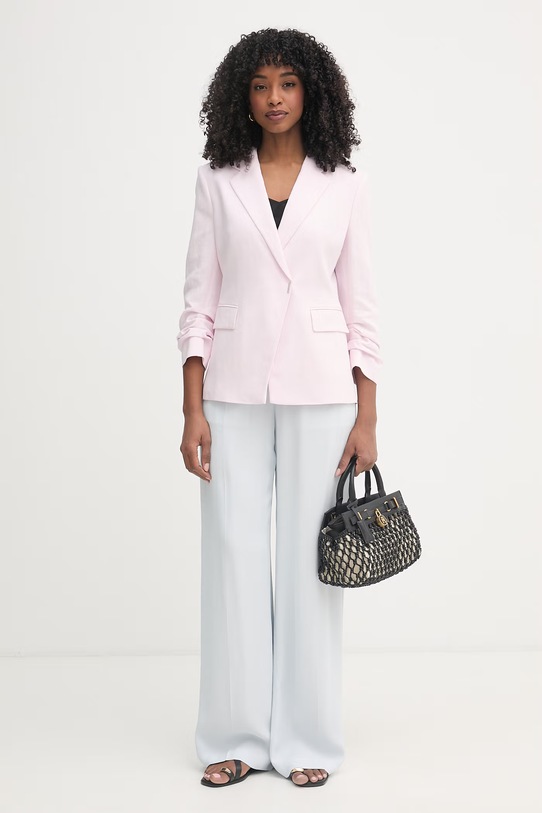 BOSS широк панталон дамски от вискоза Tiana10 50557442 син SS26