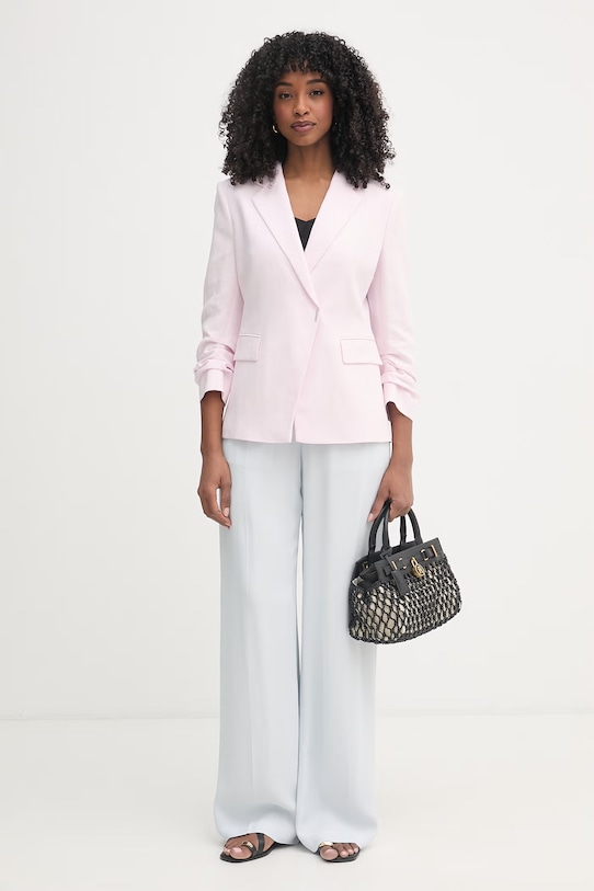 BOSS pantaloni wide leg pentru femei, cu vâscoză Tiana10 50557442 albastru SS26