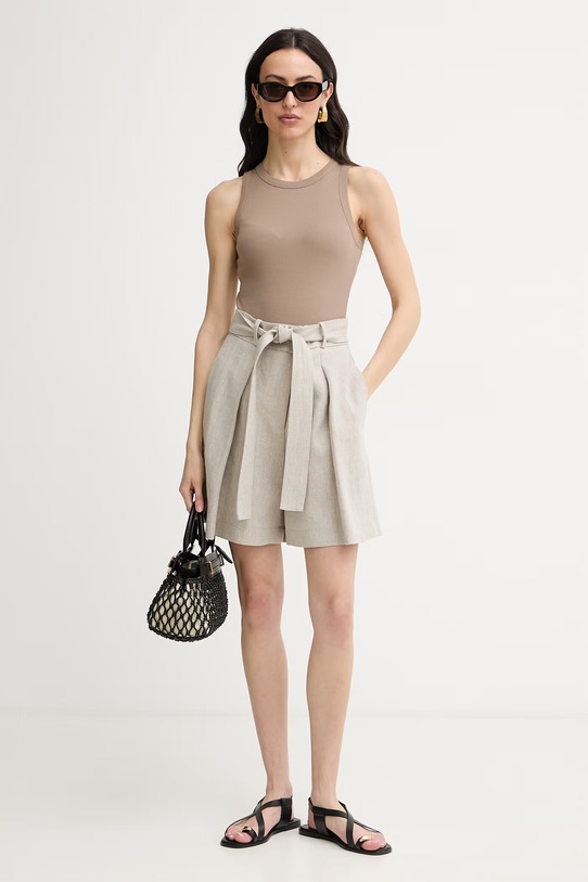 BOSS pantaloni scurți pentru femei, din in Tojuna 50558545 bej SS26
