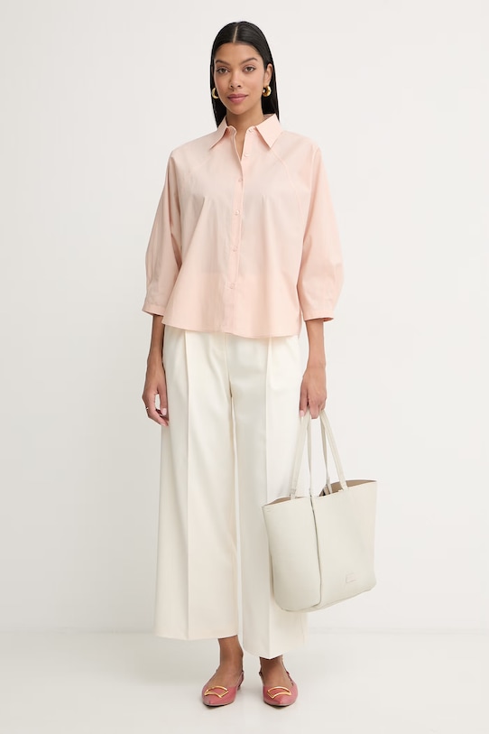 BOSS spodnie damskie z wiskozą Tulotta 50562199 beżowy SS26