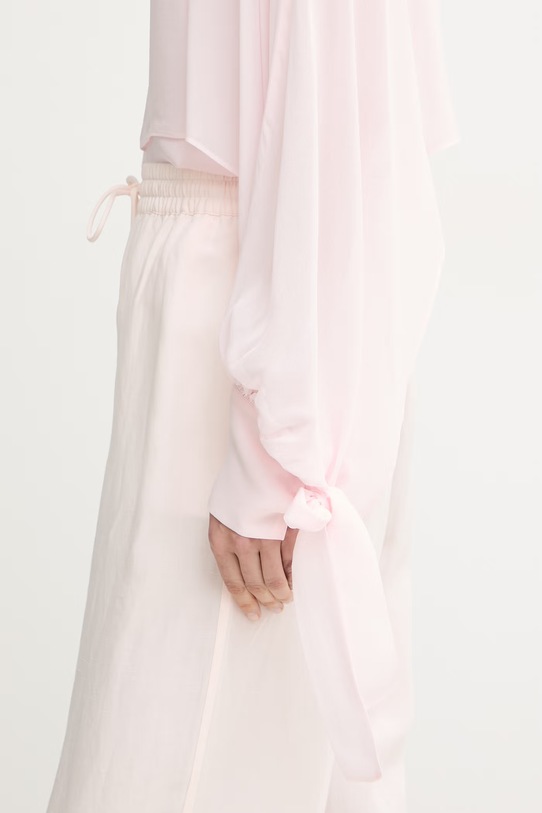 BOSS hlače za žene s dodatkom lana Tavati2_TI roza 50562213