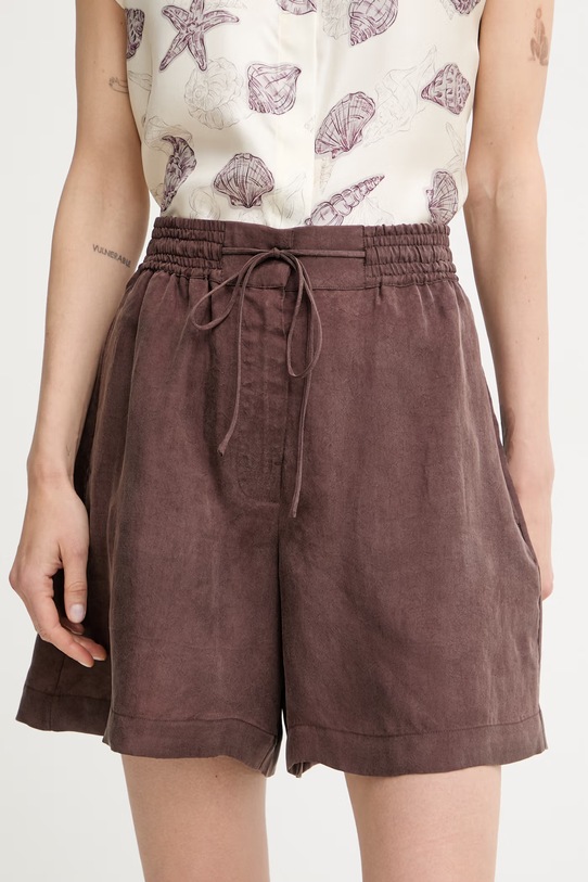 BOSS σορτς γυναικεία από lyocell Tomica καφέ 50568332