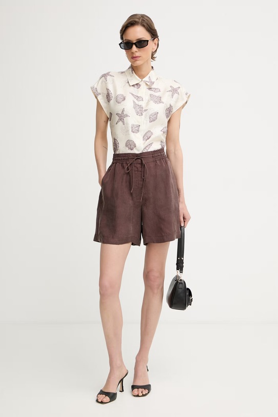 BOSS σορτς γυναικεία από lyocell Tomica 50568332 καφέ SS26