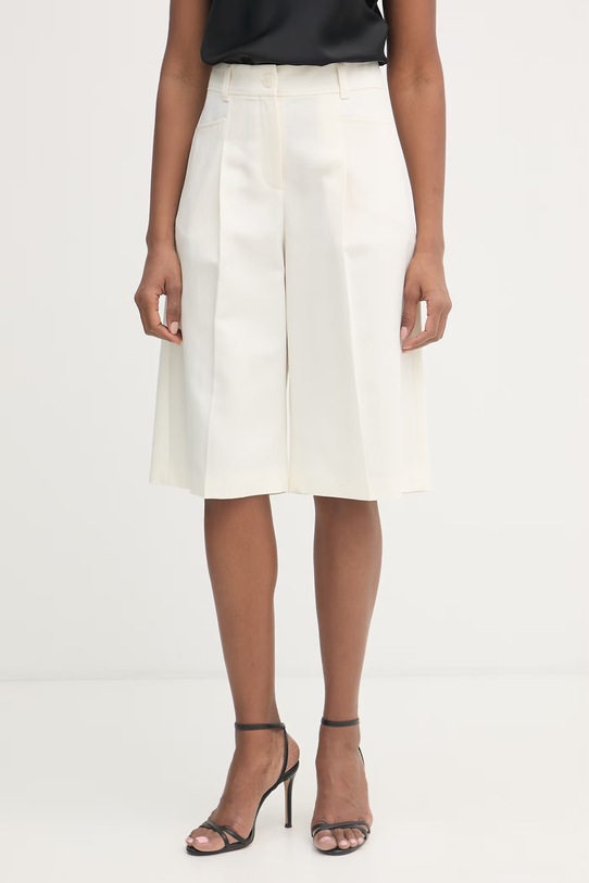 BOSS Orange szorty eleganckie damskie z dodatkiem lnu C Talarina1 beżowy 50559835