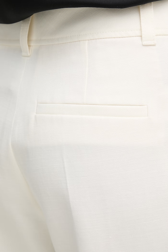 BOSS Orange szorty eleganckie damskie z dodatkiem lnu C Talarina1 beżowy 50559835