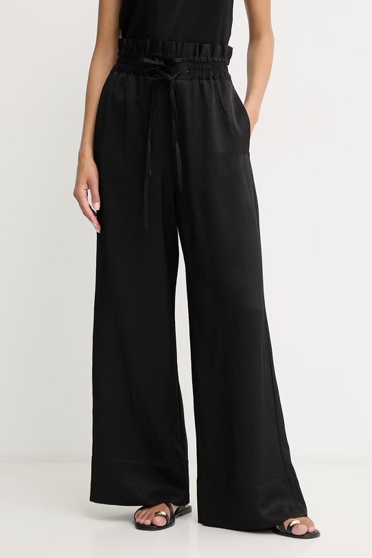 BOSS Orange pantaloni wide leg pentru femei, cu amestec de in C Tacola negru 50556859