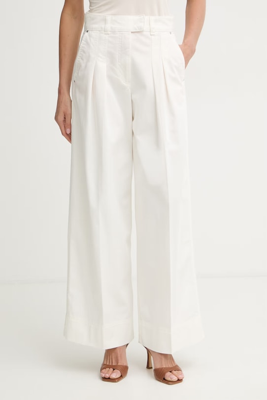 BOSS Orange kalhoty se širokými nohavicemi dámské bavlněné s elastanem C Tanjura5-D bílá 50558693
