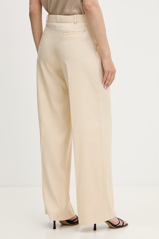 Odzież HUGO spodnie garniturowe damskie z dodatkiem lnu Halati 50559839 beżowy