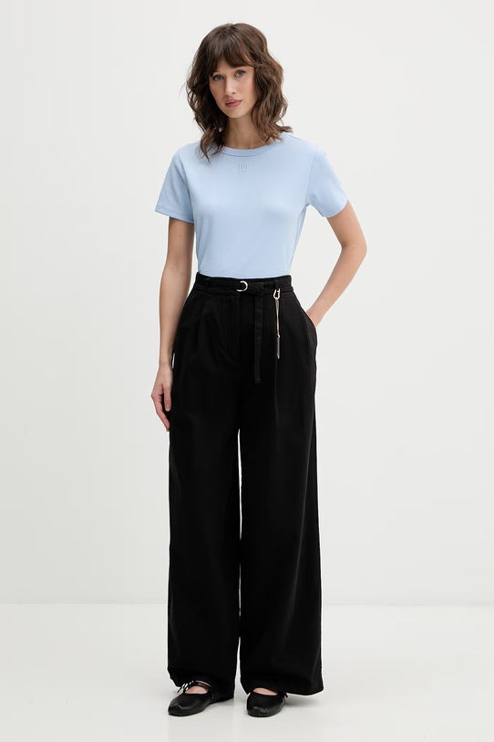 HUGO ravne hlače ženske bombažne Henesa-2-W 50557331 črna SS26