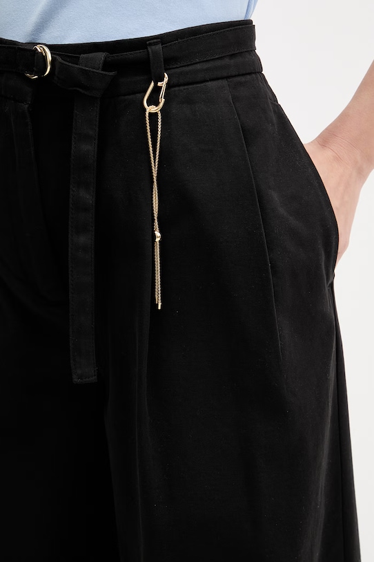 HUGO ravne hlače ženske bombažne Henesa-2-W 50557331 črna