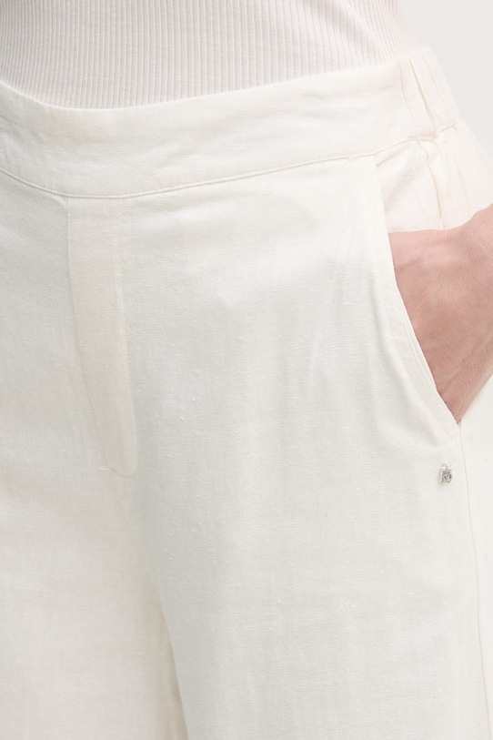 Dkny spodnie z dodatkiem lnu beżowy DJ6P3129