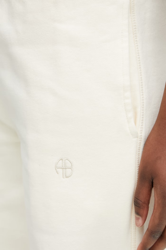 Anine Bing KACEY SWEATPANT MONOGRAM - CREAM spodnie dresowe bawełniane damskie beżowy A.03.12163.CRM01