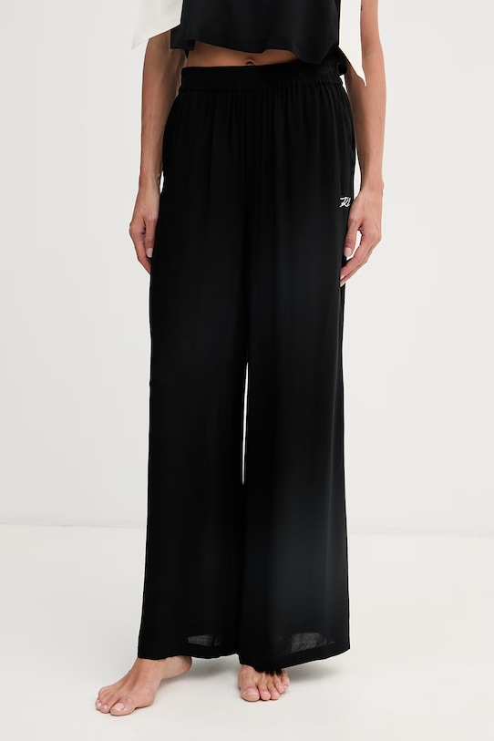 Karl Lagerfeld spodnie damskie z wiskozy czarny B2W46037