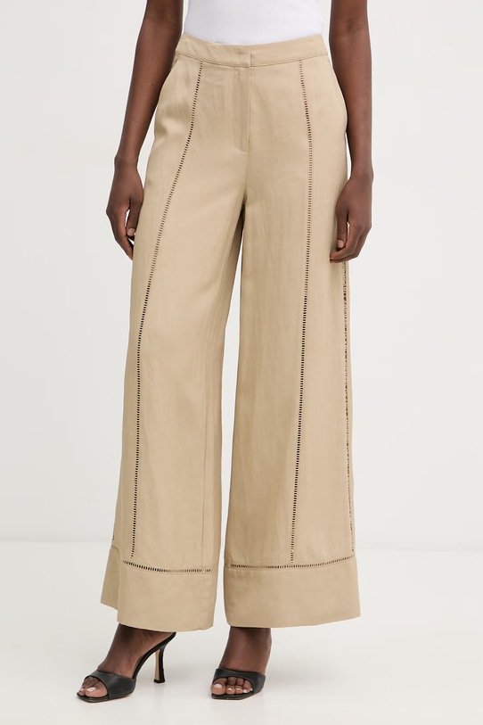 Karl Lagerfeld spodnie damskie z wiskozą beżowy B2W10007