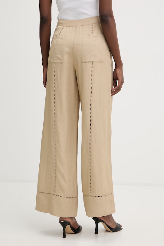 Odzież Karl Lagerfeld spodnie damskie z wiskozą B2W10007 beżowy