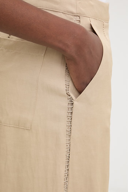 Karl Lagerfeld spodnie damskie z wiskozą beżowy B2W10007