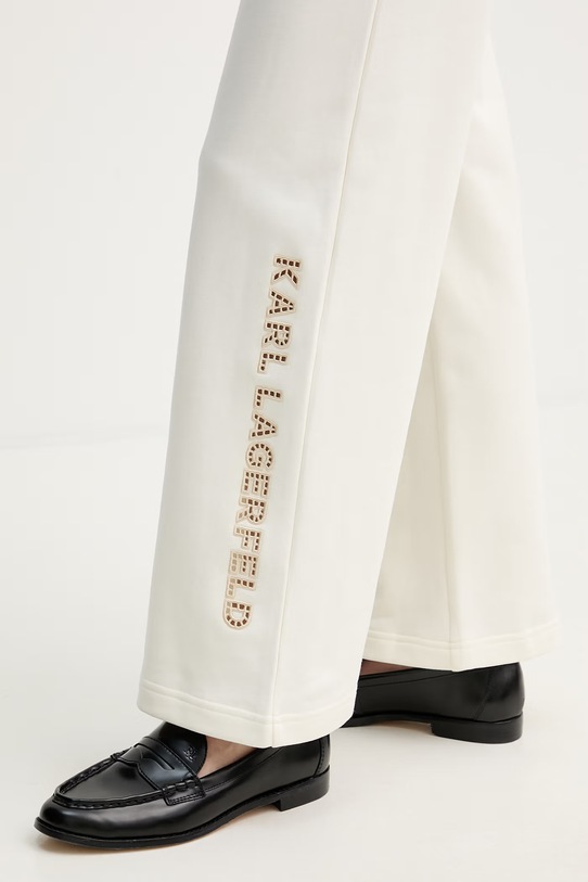 Karl Lagerfeld kalhoty ženské bavlněné béžová B2W10036