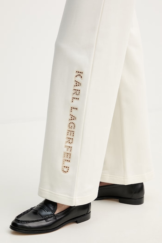 Karl Lagerfeld kalhoty ženské bavlněné béžová B2W10036