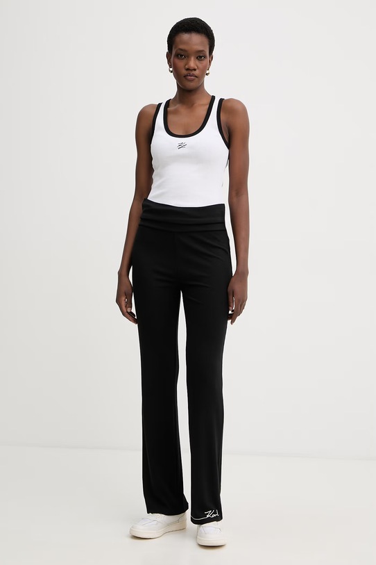 Karl Lagerfeld spodnie damskie z wiskozą B2W44009 czarny SS26