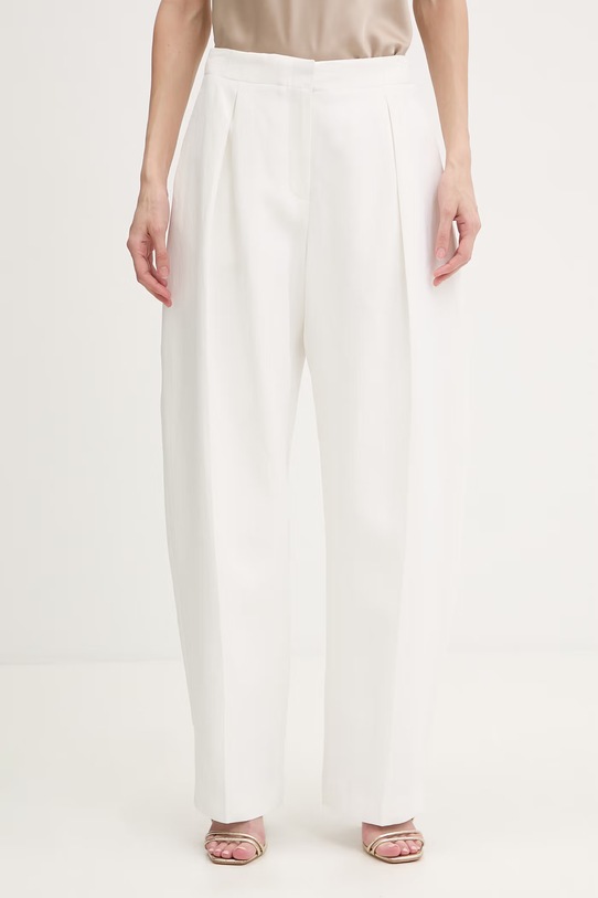 Karl Lagerfeld spodnie damskie z lnem Karl Lagerfeld Studio biały B2W10147