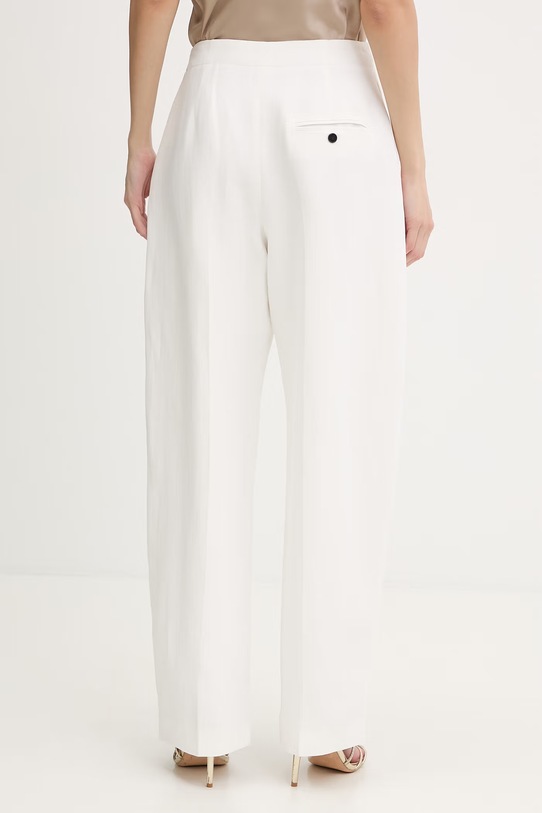Odzież Karl Lagerfeld spodnie damskie z lnem Karl Lagerfeld Studio B2W10147 biały