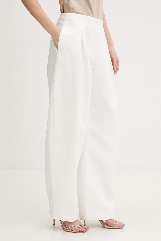 Karl Lagerfeld spodnie damskie z lnem Karl Lagerfeld Studio biały B2W10147