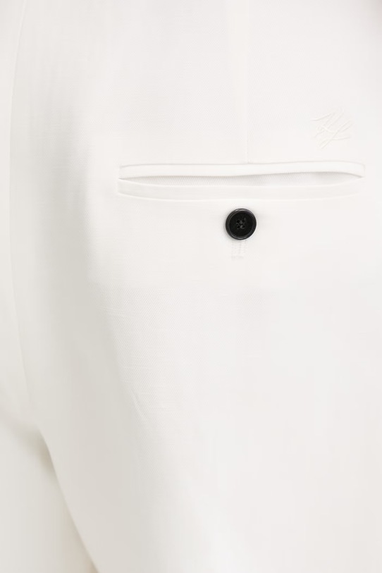 Karl Lagerfeld spodnie damskie z lnem Karl Lagerfeld Studio B2W10147 biały