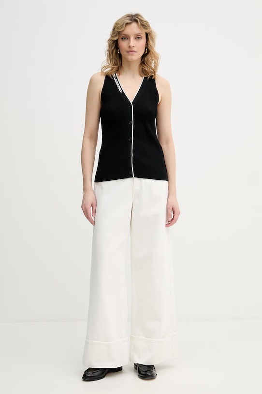 Karl Lagerfeld jeansy wide leg damskie B2W10043 beżowy SS26