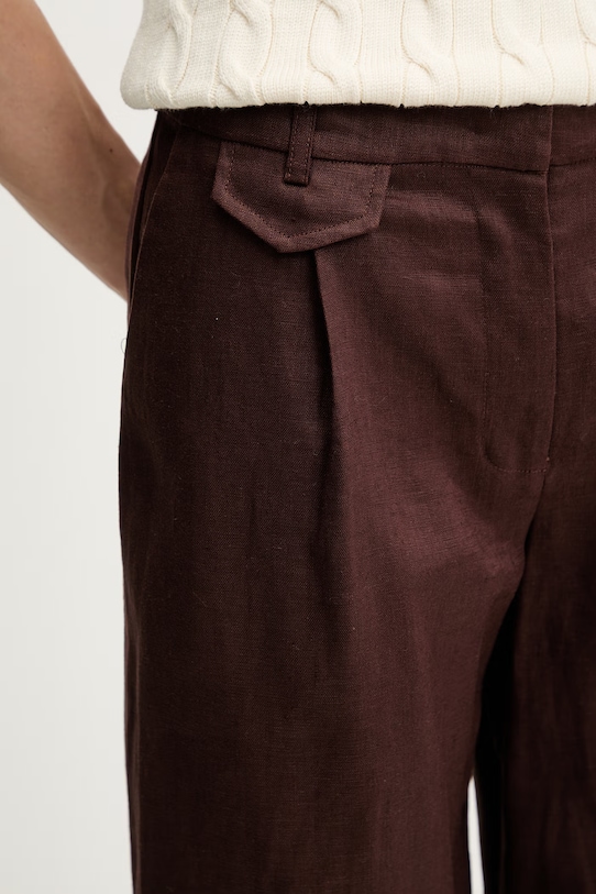 Bardot spodnie lniane brązowy 60311PB