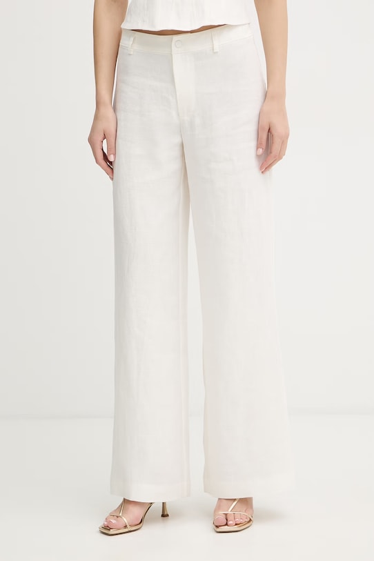 Bardot spodnie damskie lniane beżowy 60376PB