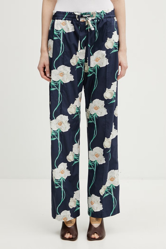 Kenzo Pants spodnie bawełniane damskie granatowy FG52PA1239O2