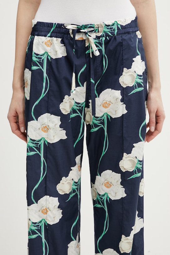 Kenzo Pants spodnie bawełniane damskie granatowy FG52PA1239O2