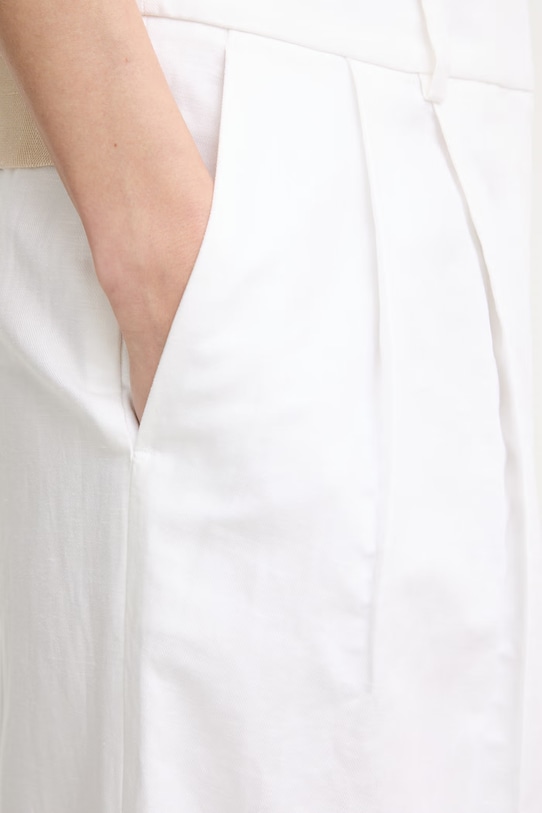 MICHAEL Michael Kors nohavice dámske s ľanom biela MS630ZUKPY