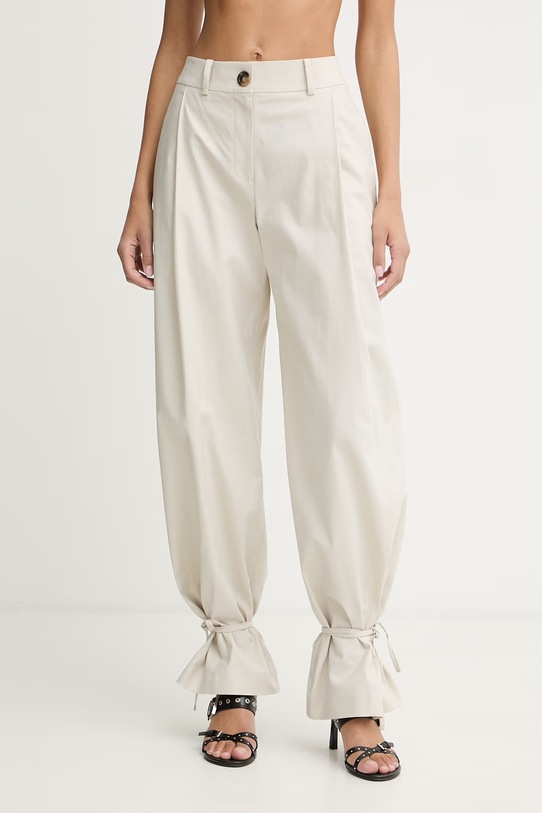 La Mania spodnie damskie z lnem JOAN beżowy JOAN