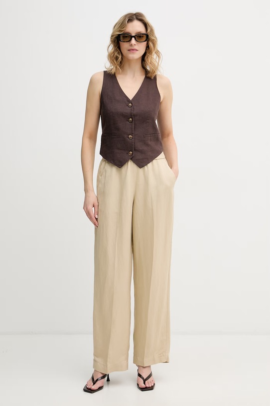 Gant spodnie damskie z lnem 4150381 beżowy SS26