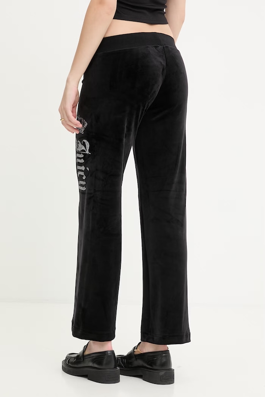 Odzież Juicy Couture spodnie dresowe damskie welurowe GOTHIC CROWN JCBBJ126806 czarny