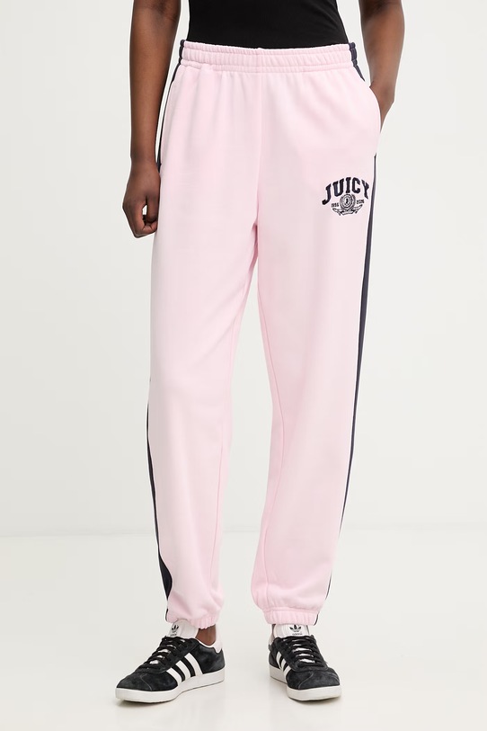 Juicy Couture teplákové nohavice dámske s bavlnou CREST TRACKPANT ružová JCSBJ126402