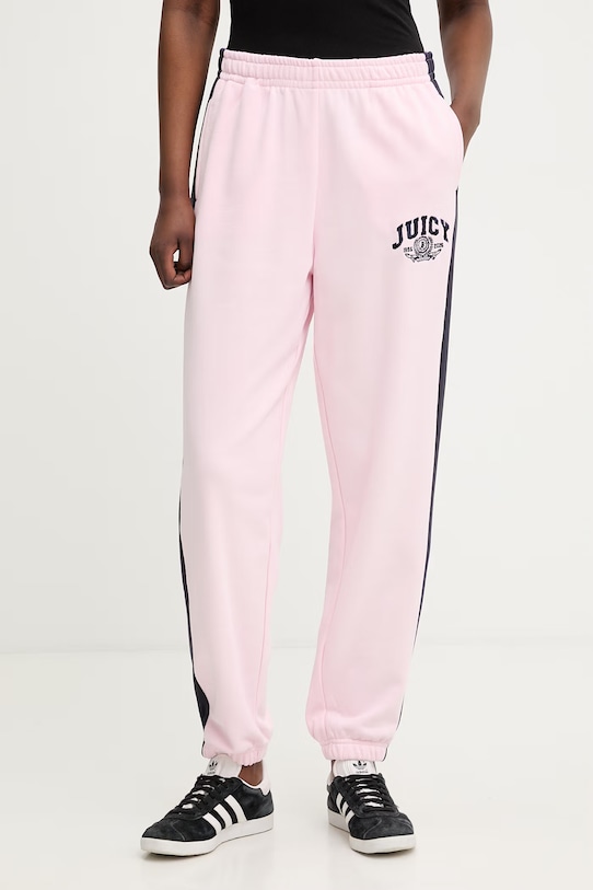 Juicy Couture teplákové nohavice dámske s bavlnou CREST TRACKPANT ružová JCSBJ126402