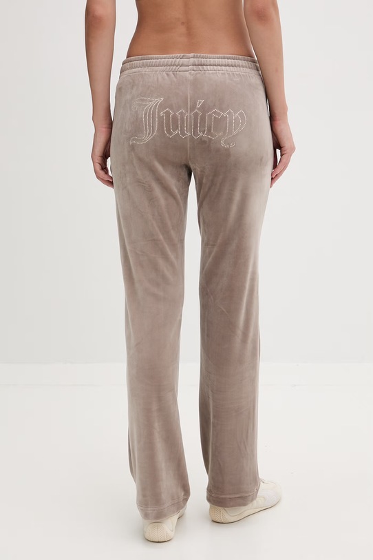 Odzież Juicy Couture spodnie dresowe damskie welurowe TINA COL OUT TR JCWBJ126327 brązowy