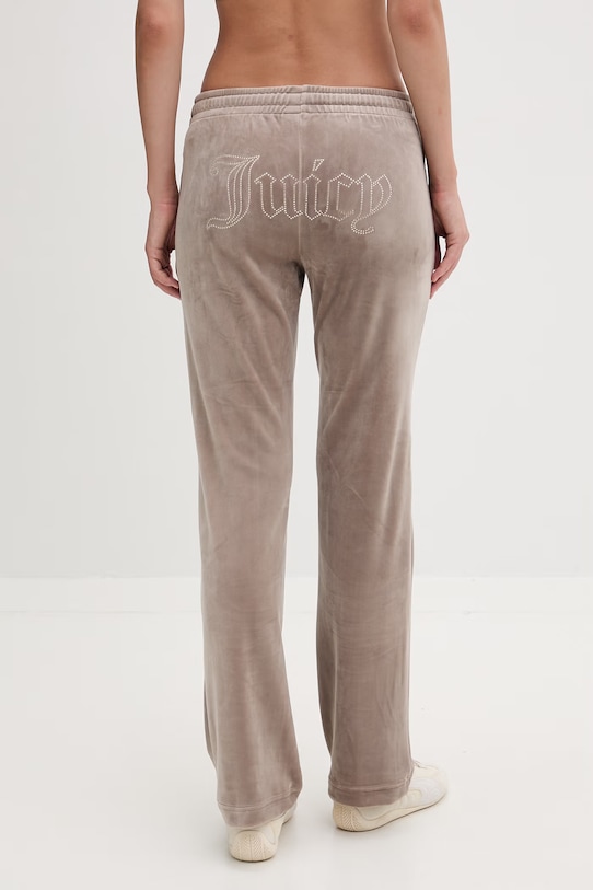 Odzież Juicy Couture spodnie dresowe damskie welurowe TINA COL OUT TR JCWBJ126327 brązowy