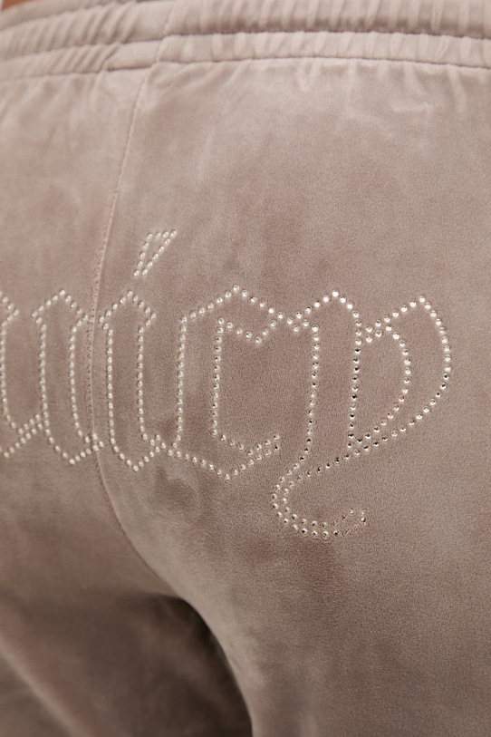 Juicy Couture spodnie dresowe damskie welurowe TINA COL OUT TR brązowy JCWBJ126327