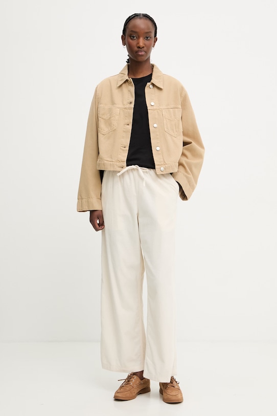 Rip Curl ravne hlače ženske samtene KEEPSAKES WASHED 057WPA bež SS26